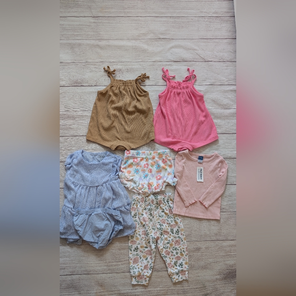 Bundle Of 6 Cute Baby Girl Clothes Size 3-6 Months